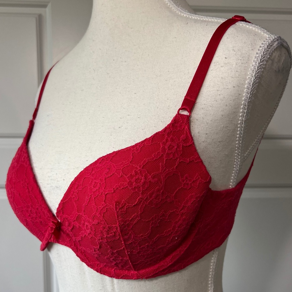Victoria's Secret Demi Bra Lace Push Up Sexy Red Everyday Lingerie 34C - Picture 2 of 8